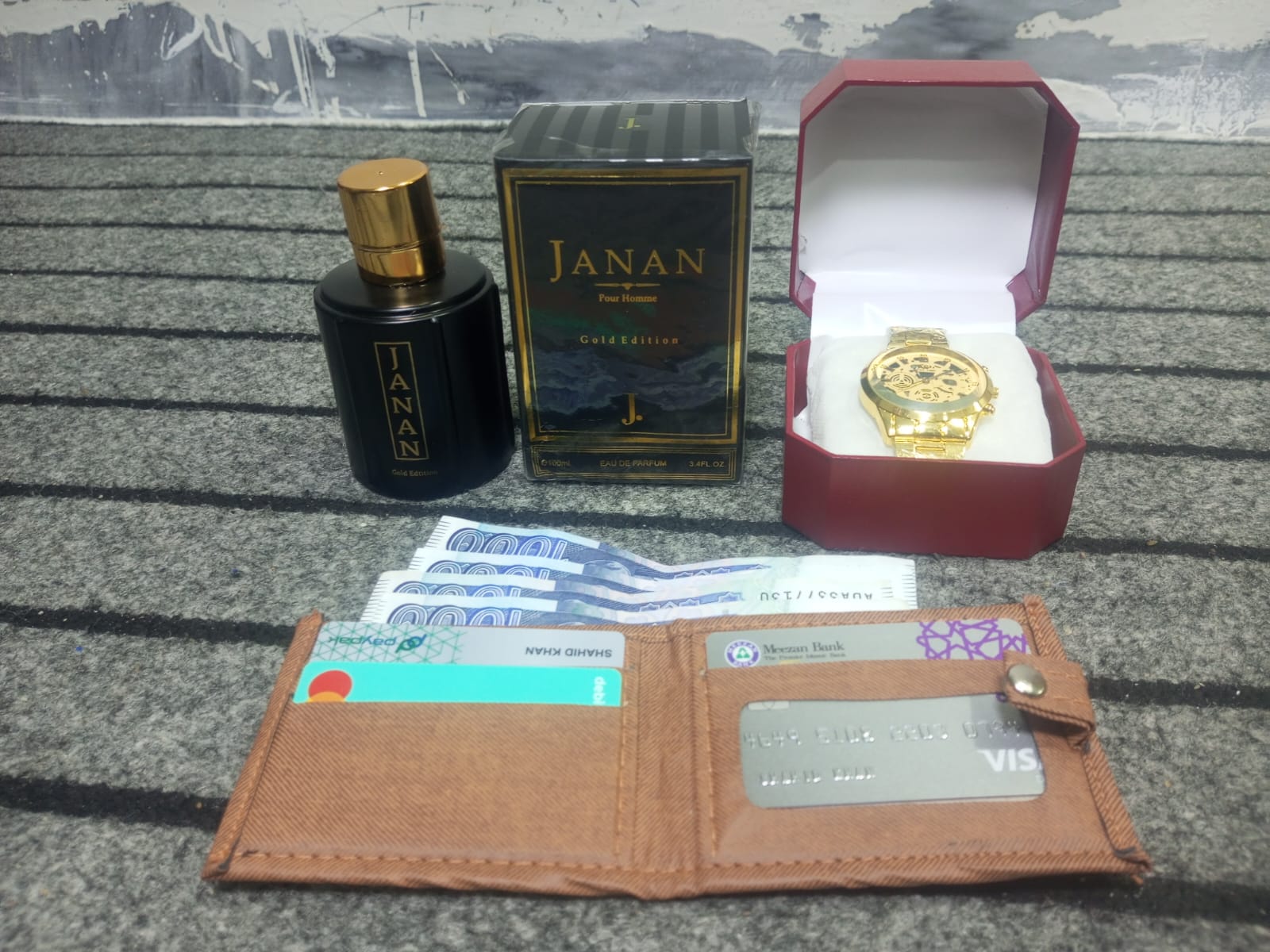 Luxury 3-in-1 Gift Box: Janan Perfume 100ml, Watch & Wallet